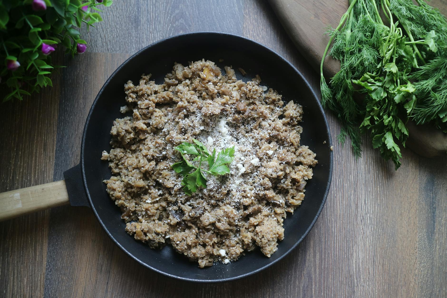 Delicious cauliflower rice dish garnished with fresh herbs, perfect for keto diets. - easy keto recipes
