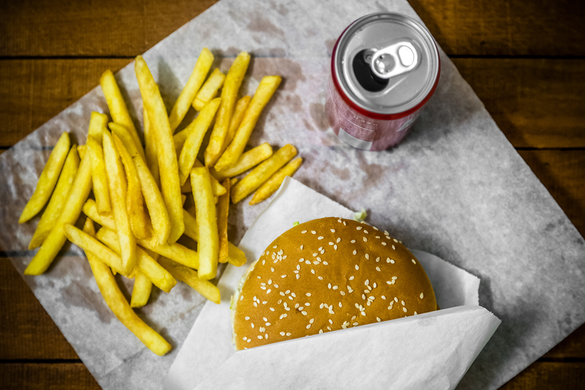 Fast food items indicating poor diet choices