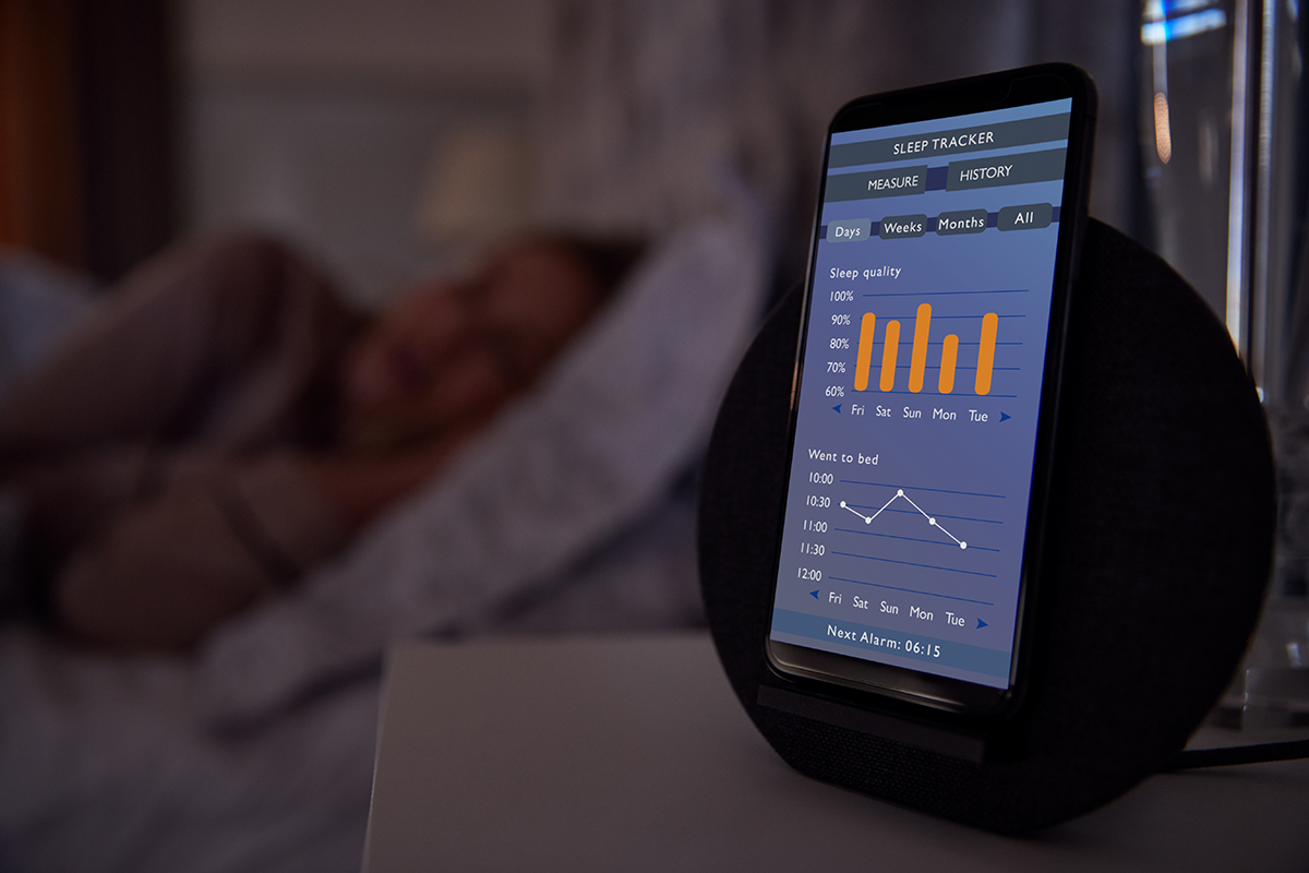 Sleep tracking device illustrating the positive role of technology in improving sleep