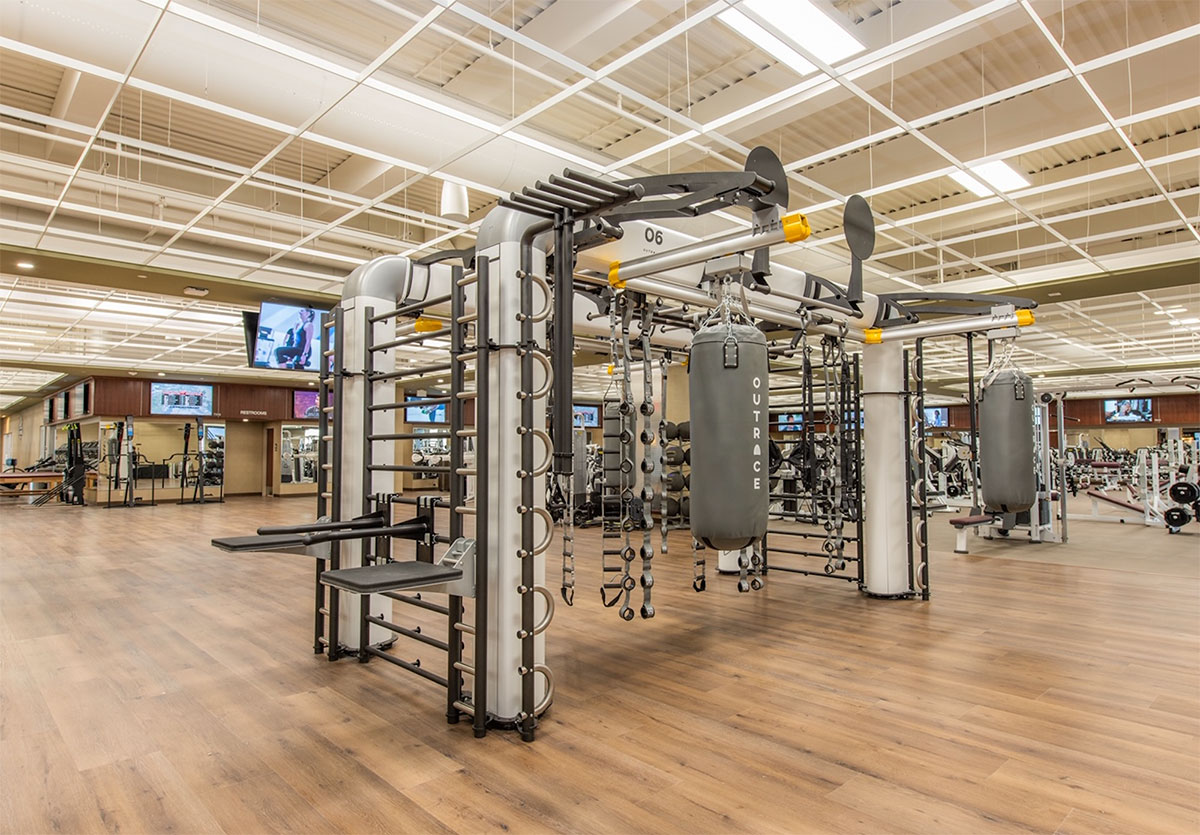 Life Time Fitness center's overview showing diverse activities and facilities